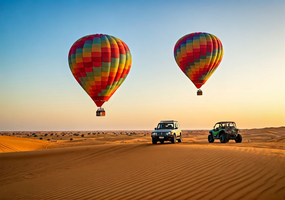 Premium hot air balloon package with desert safari add-ons