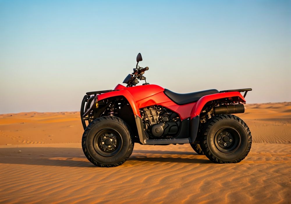 Single-seater quad bike on dunes