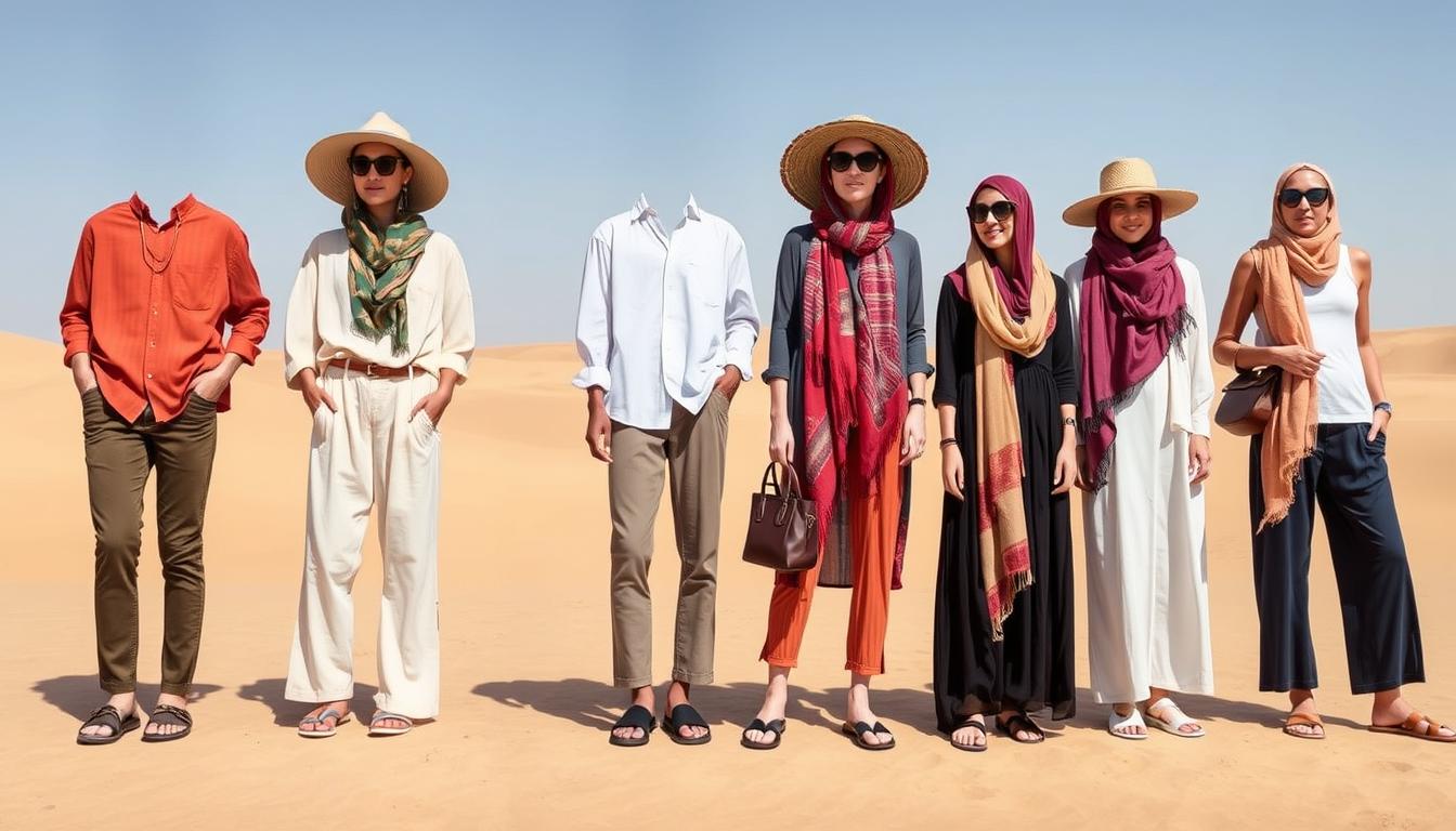 Cultural safari packing, respectful desert attire, Dubai cultural gear tips